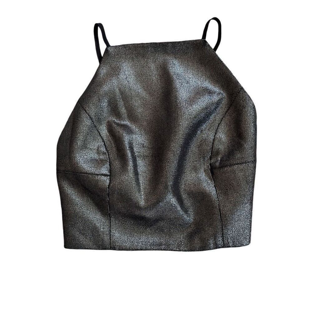 Bardot Metallic high neckline Top - Size Small